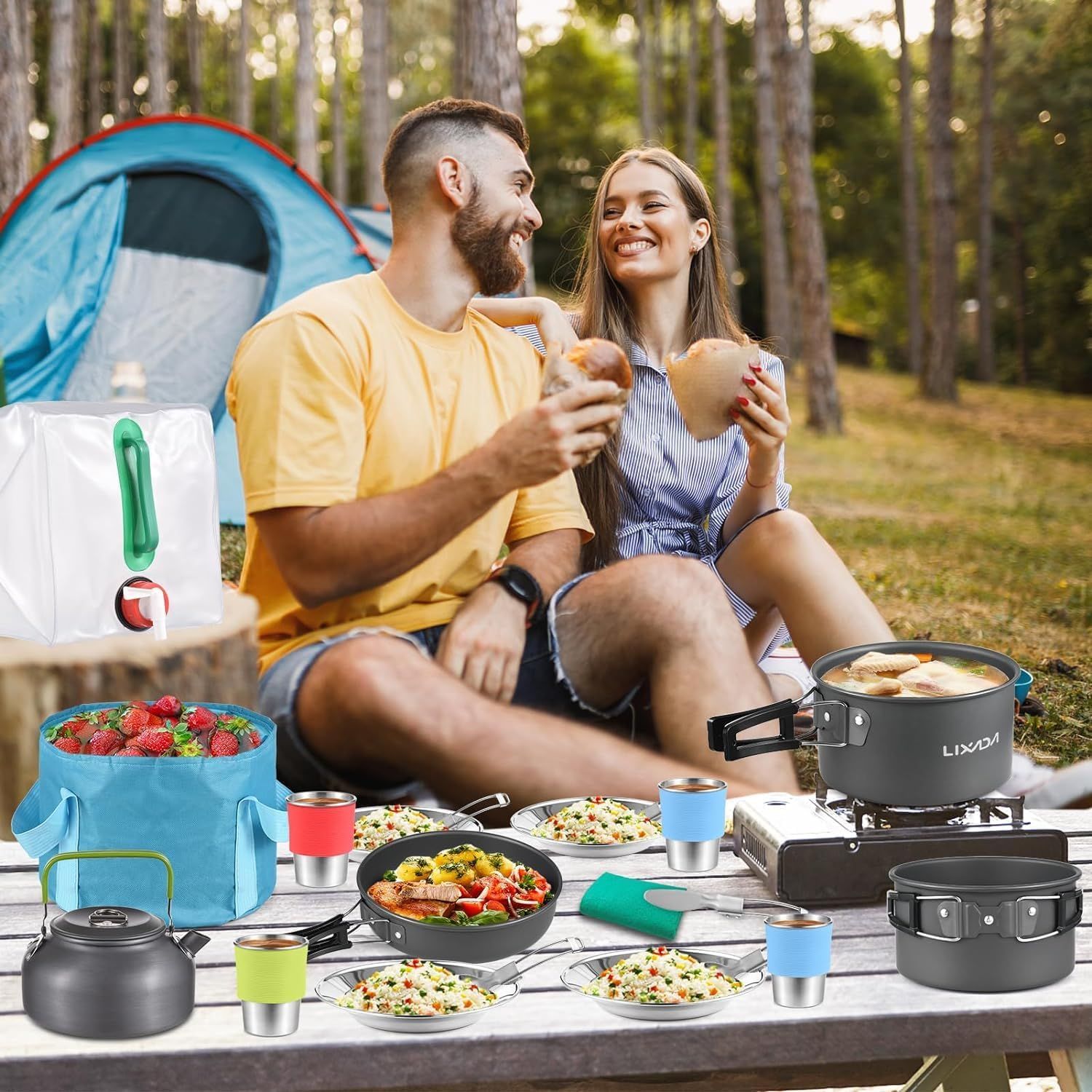 Set 33-Piece Camping Cookware – Complete Outdoor Cooking &amp; Dining Kit for 3–4 People