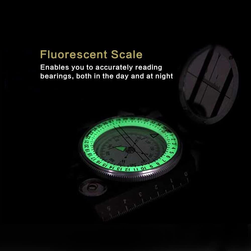 Waterproof Hiking Military Navigation Compass with Fluorescent Design