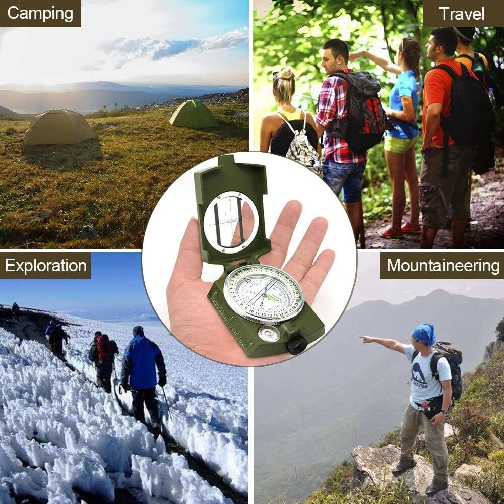 Waterproof Hiking Military Navigation Compass with Fluorescent Design