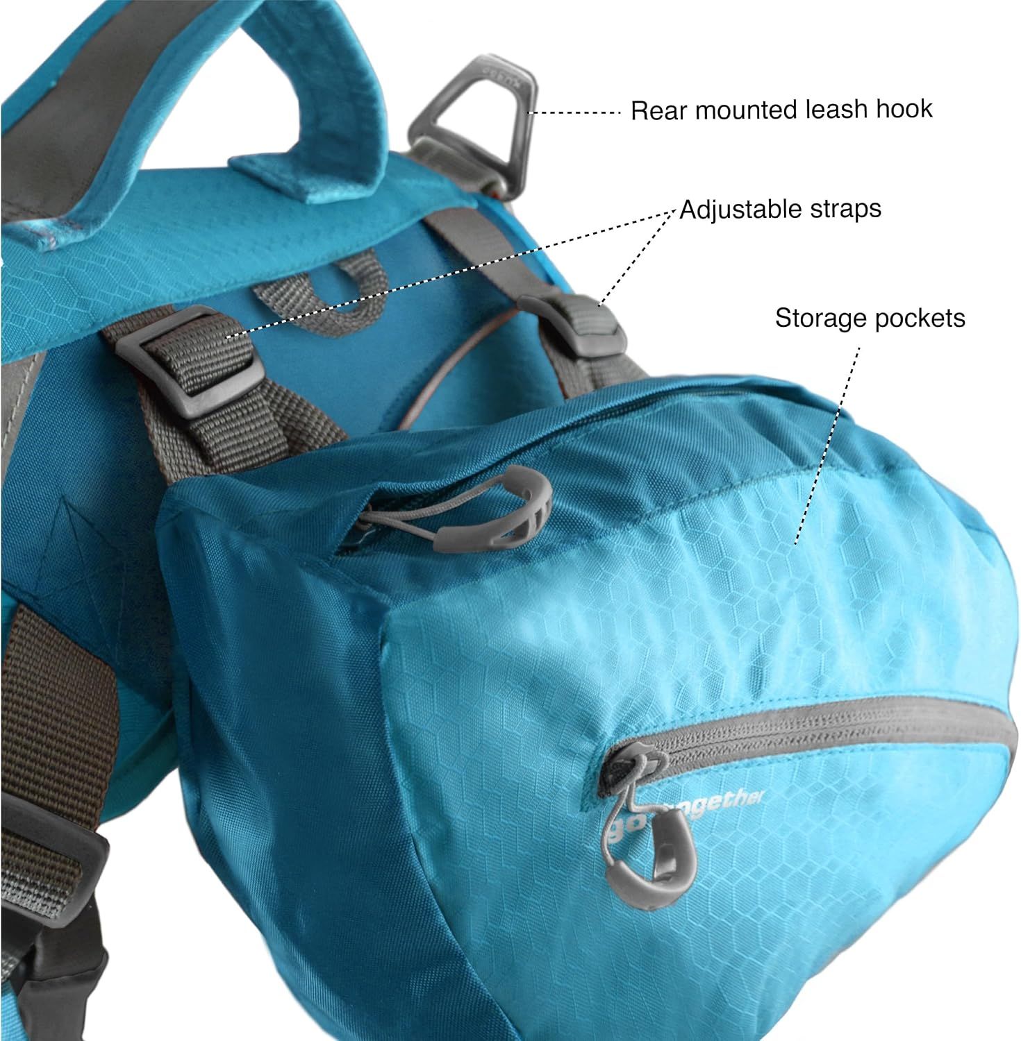 Adventure Dog Backpack Hiking Saddle Bag with Spine Support