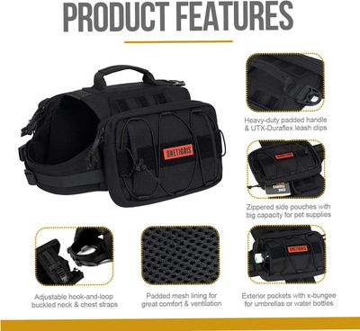 Dog Backpack – Tactical Hiking &amp; Camping Saddle Bag