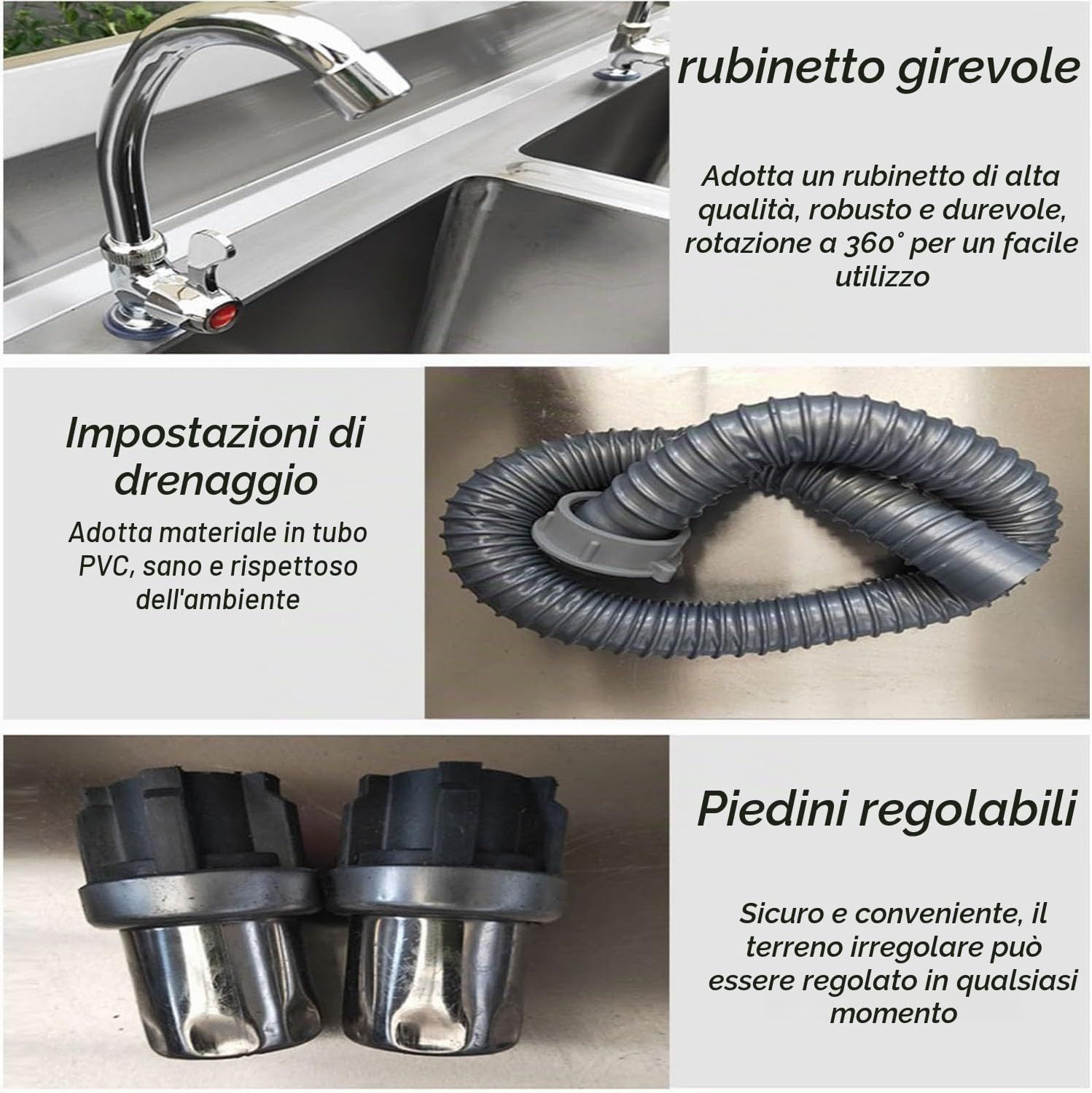 Stainless Steel Freestanding Sink with Faucet 80cm