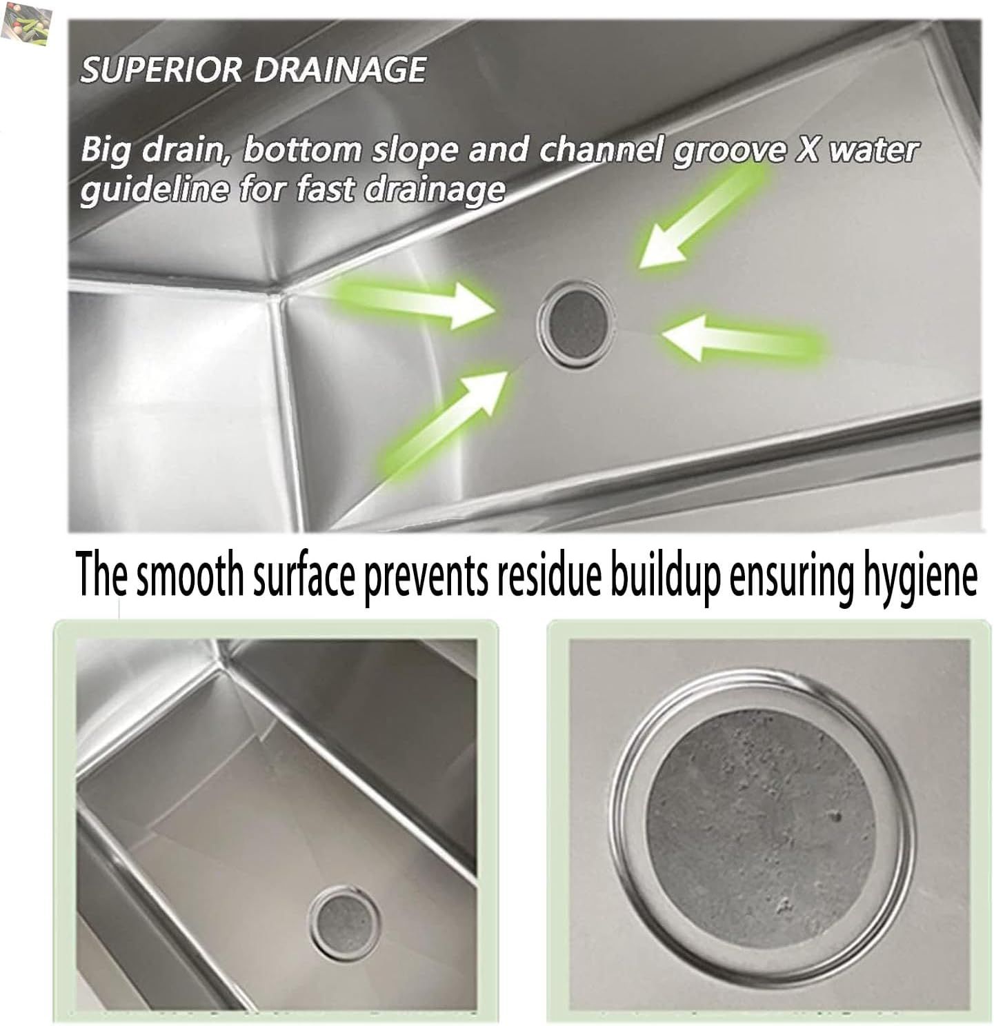 Stainless Steel Freestanding Sink with Faucet 80cm