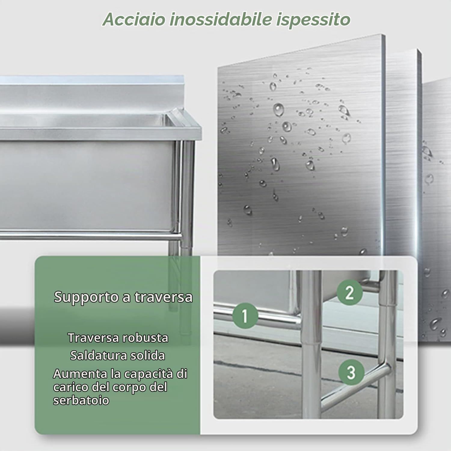 Stainless Steel Freestanding Sink with Faucet 80cm