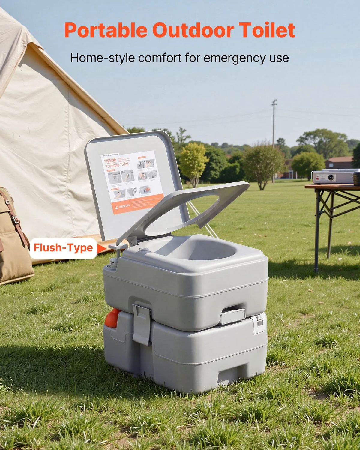 Portable Camping Toilet with Flush – 20L Waste Tank &amp; 12L Water Tank