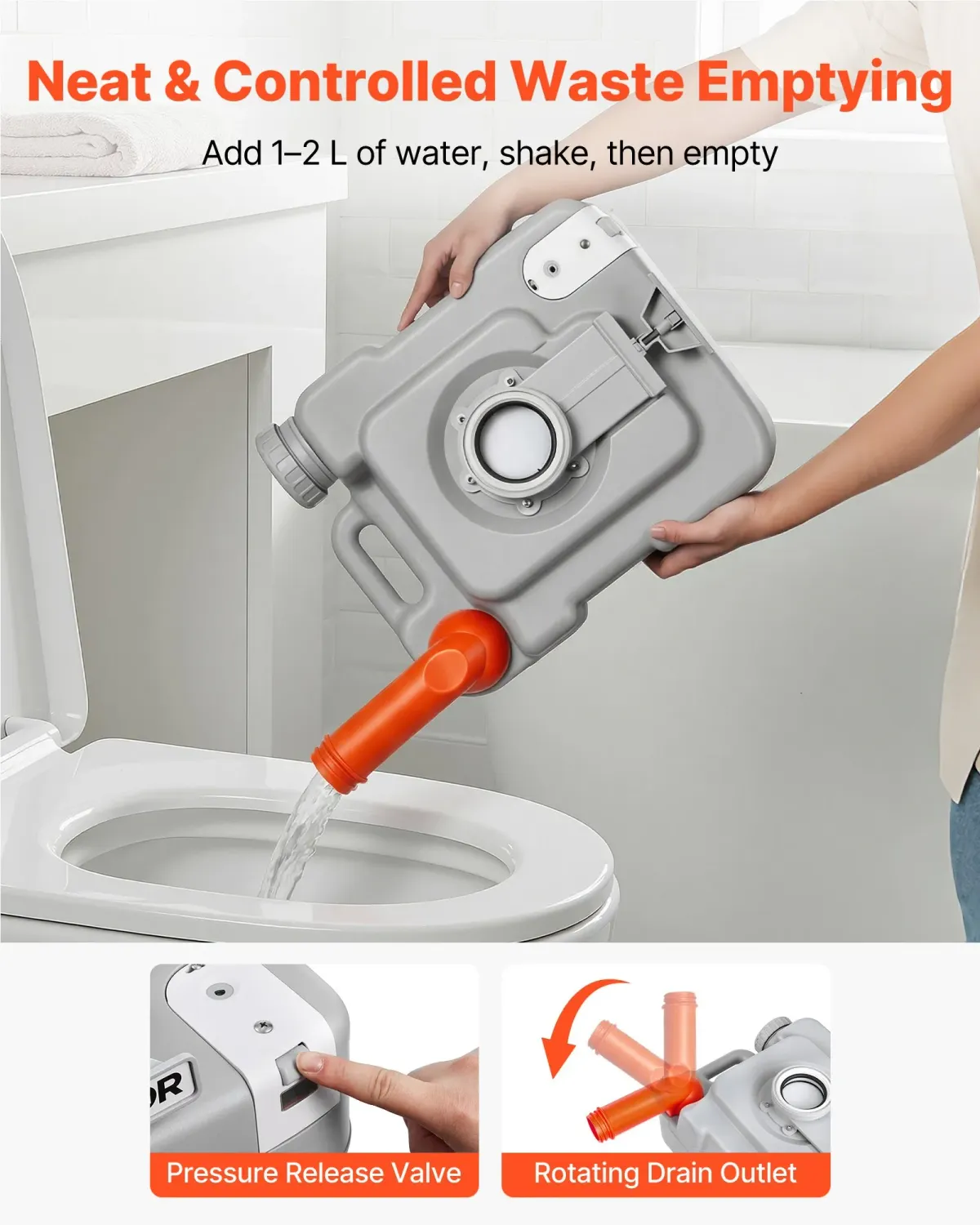 Portable Camping Toilet with Flush – 20L Waste Tank &amp; 12L Water Tank