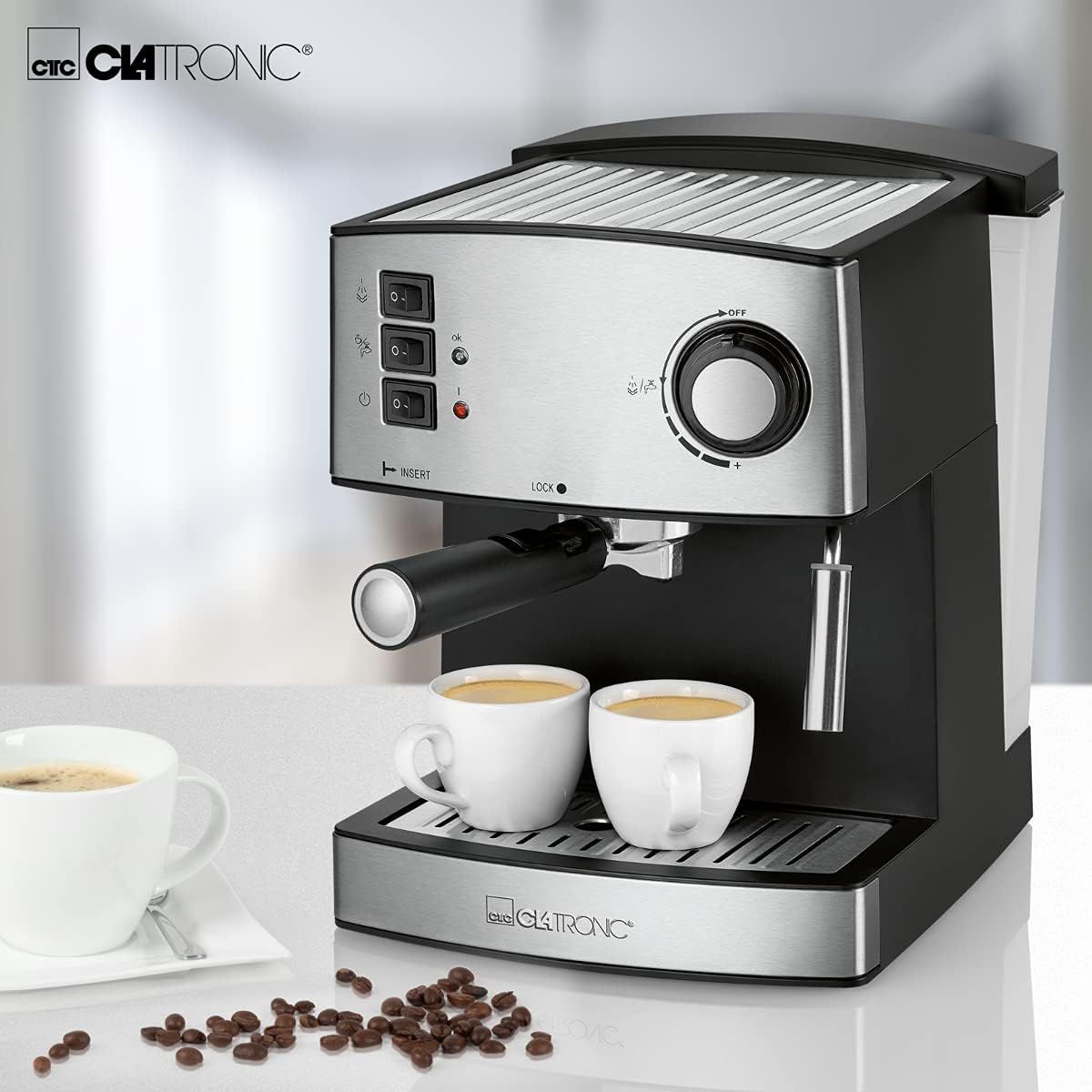 Espresso Coffee Machine 15 Bar Pump 1.6L Water Tank with Milk Frother