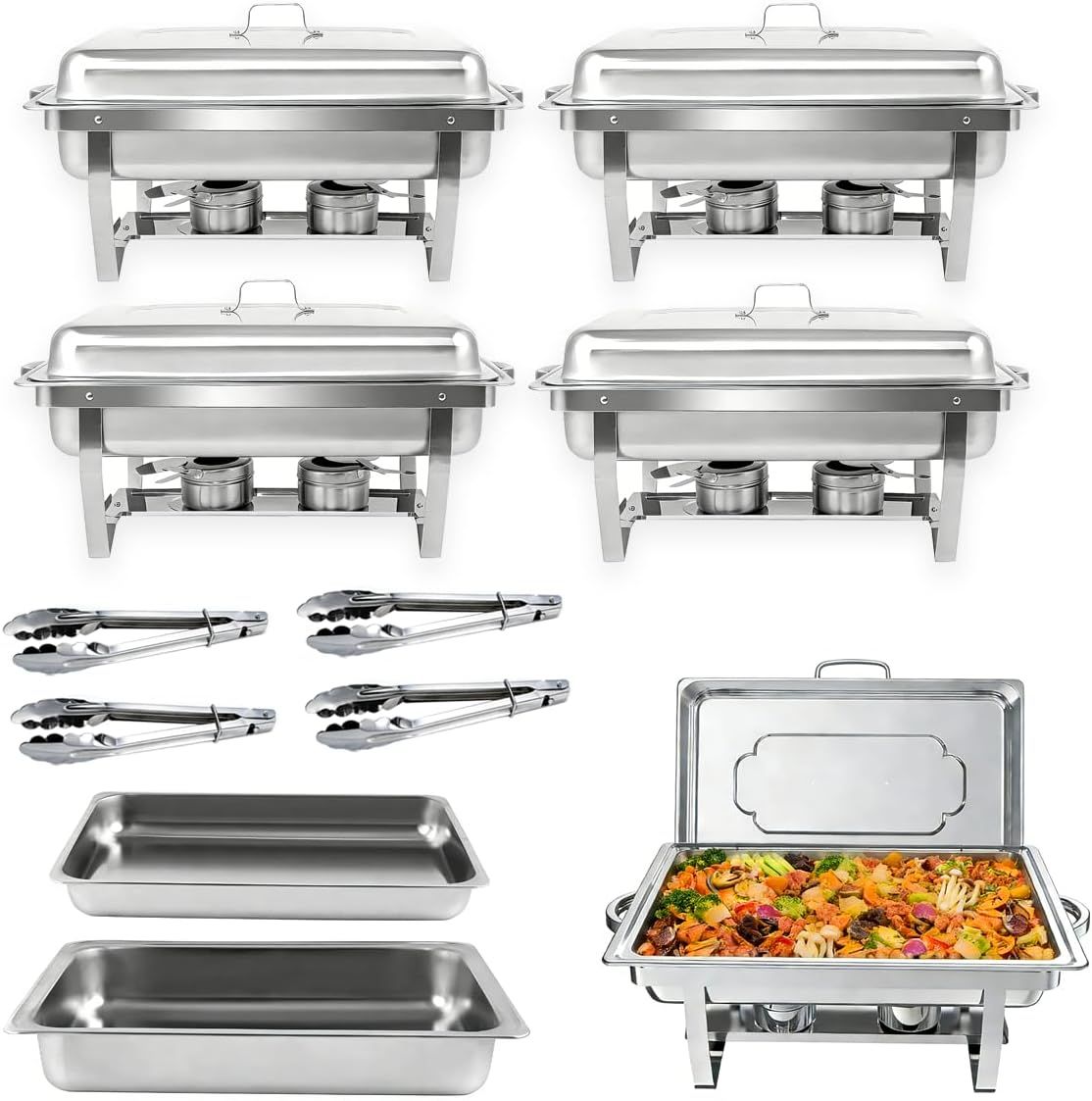 Chafing Dish 4 Pack 9L Stainless Steel Set