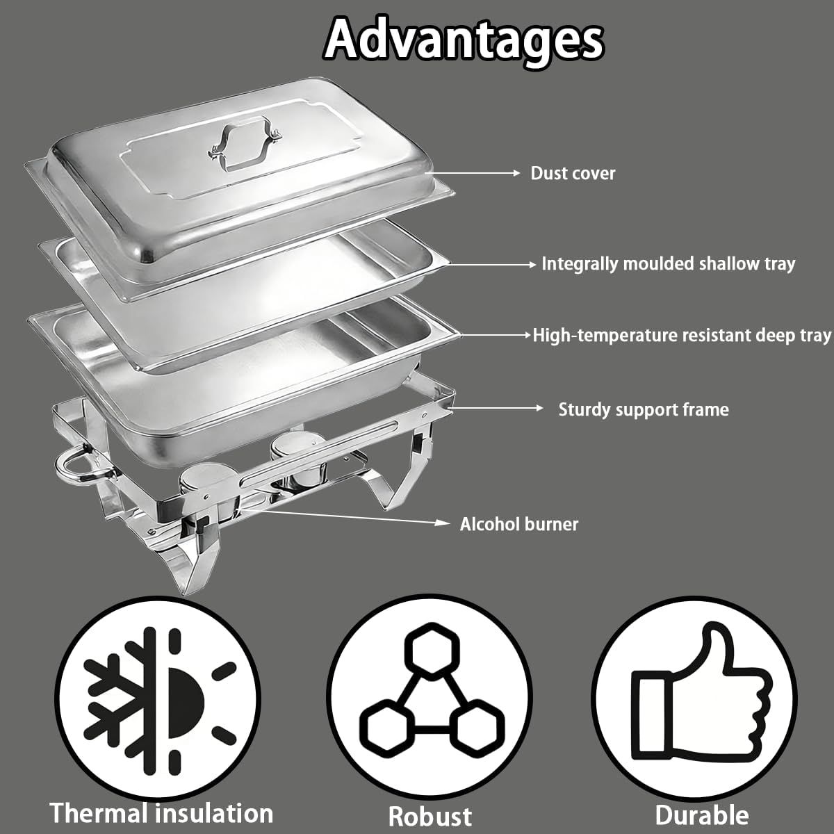 Chafing Dish 4 Pack 9L Stainless Steel Set