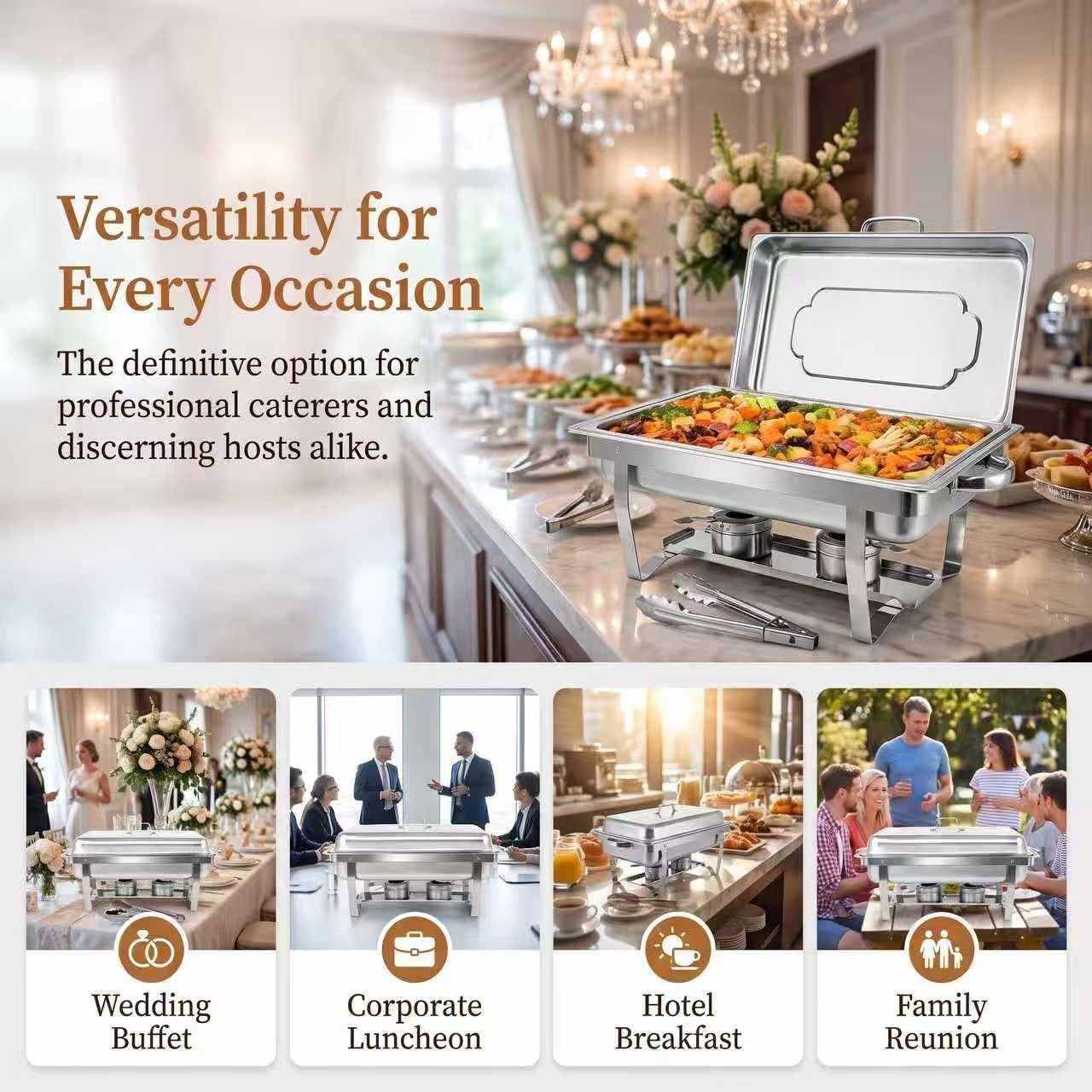 Chafing Dish 4 Pack 9L Stainless Steel Set