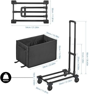 2-in-1 Folding Hand Truck with Bag – Portable Heavy-Duty Shopping Cart for Convenient Transport