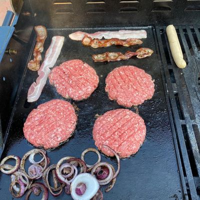 Cast Iron Reversible Griddle 41.3 × 30.5 cm Double-Sided BBQ Plate