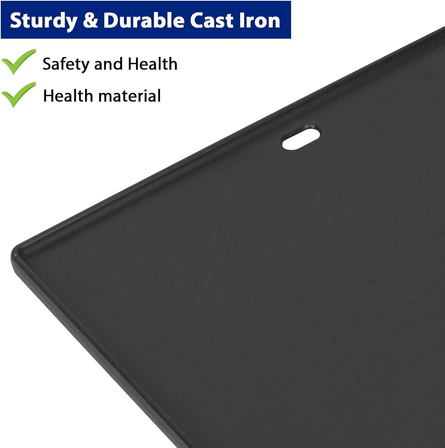 Cast Iron Reversible Griddle 41.3 × 30.5 cm Double-Sided BBQ Plate