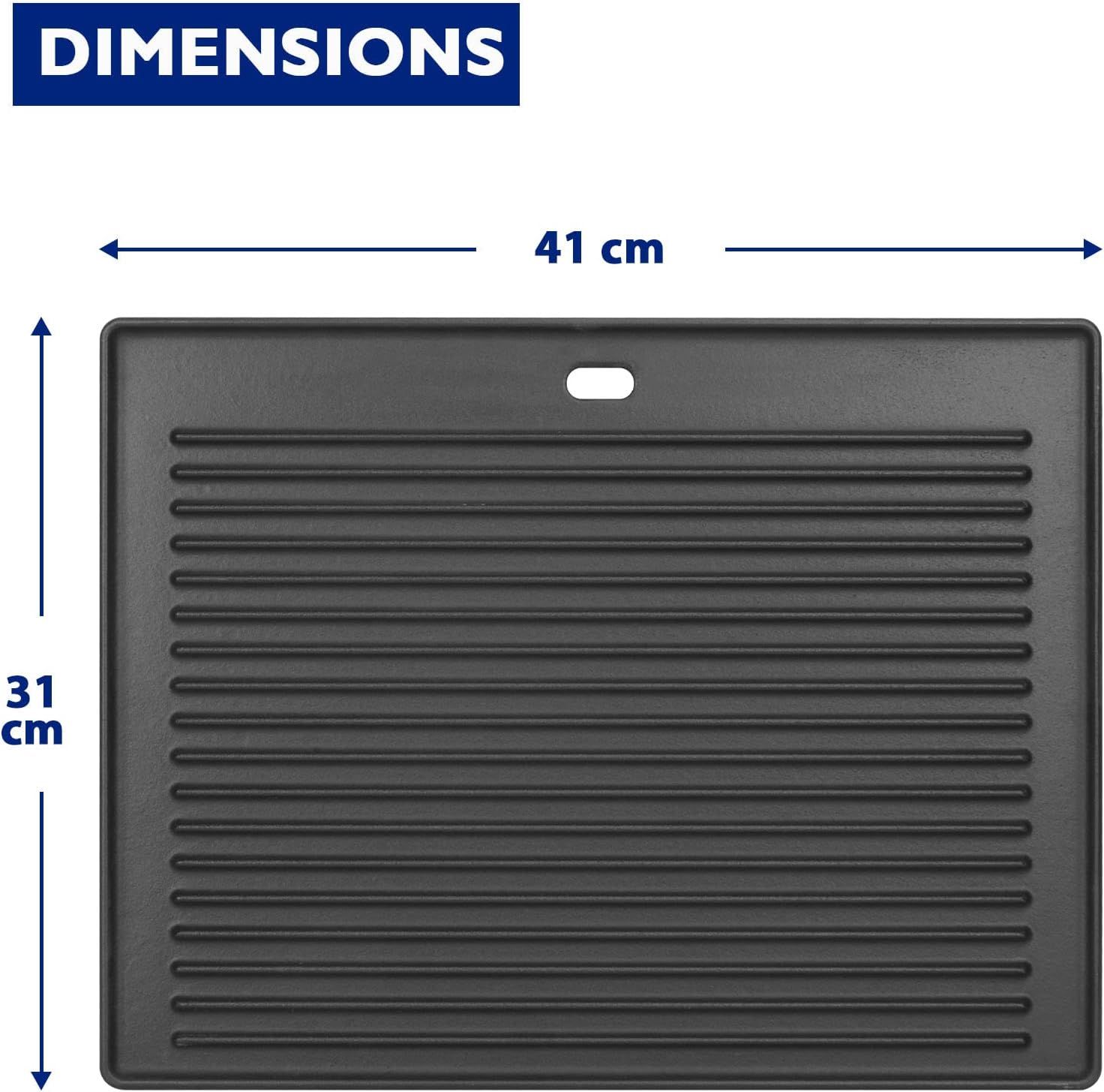 Cast Iron Reversible Griddle 41.3 × 30.5 cm Double-Sided BBQ Plate