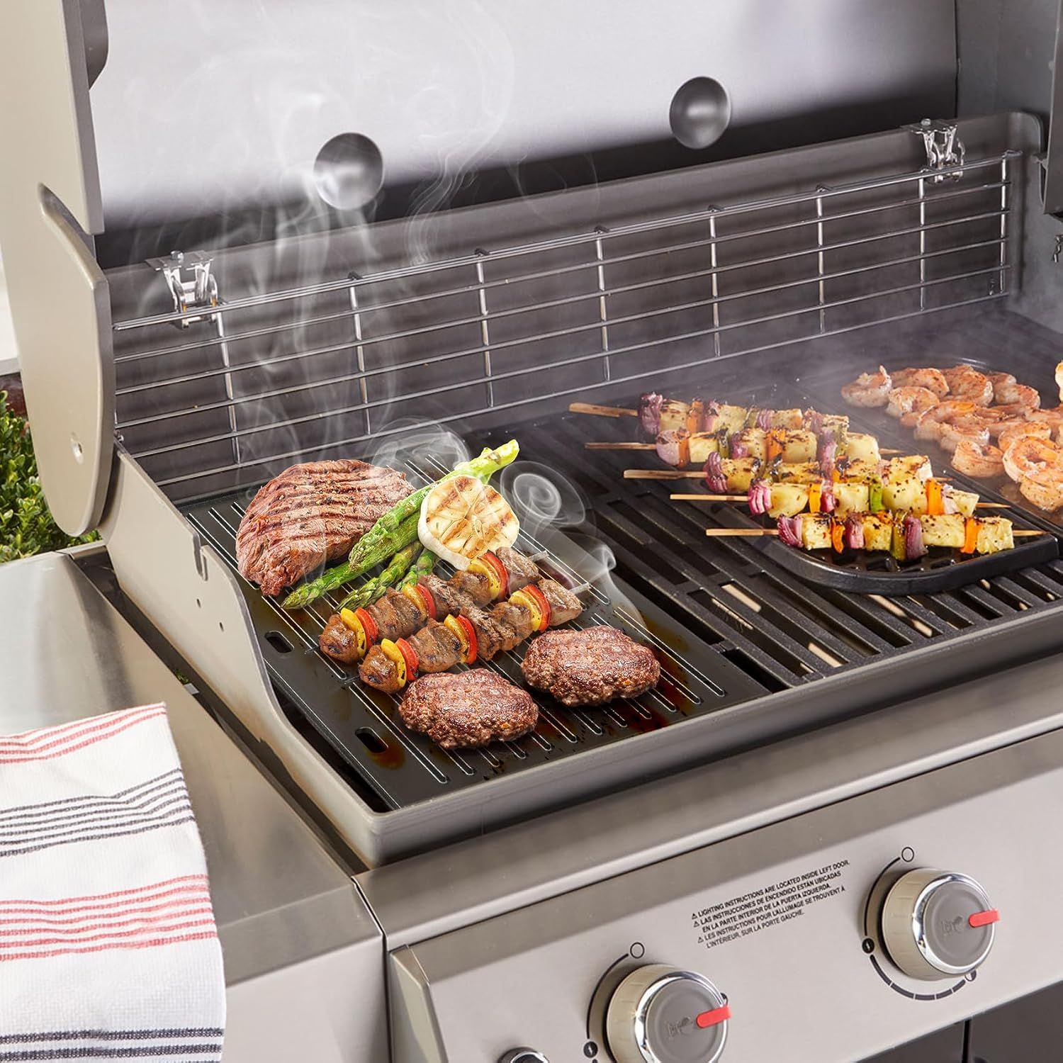 Universal Cast Iron BBQ Griddle Plate, 44 × 24.5 cm