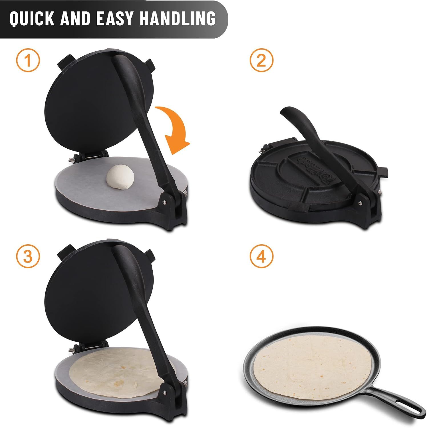 Premium 8-Inch Pre-Seasoned Cast Iron Press