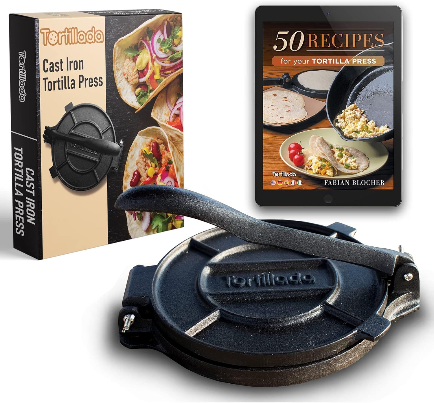 Premium 8-Inch Pre-Seasoned Cast Iron Press