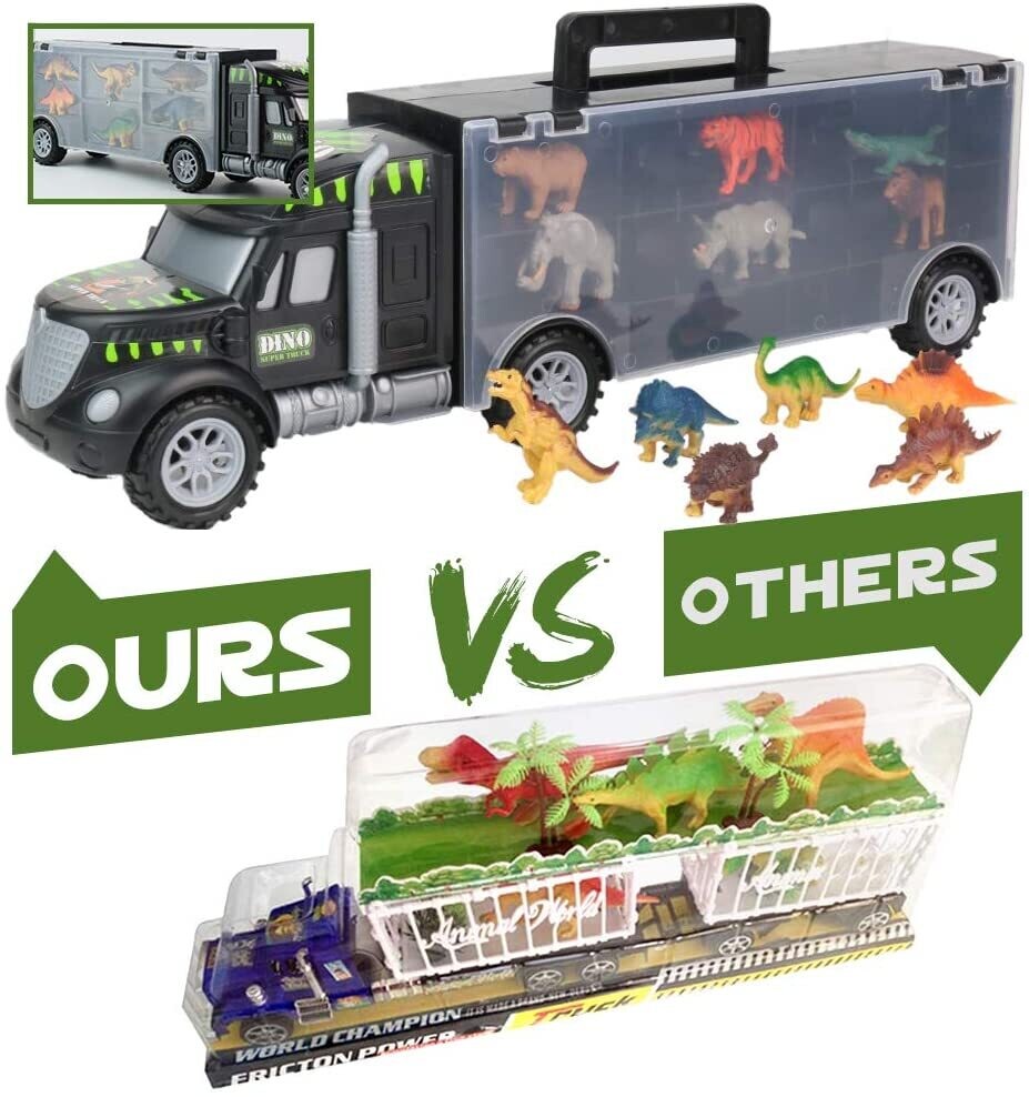 Carrier Truck with Dinosaur Toys Set – Includes Dinosaur Figures and Accessories