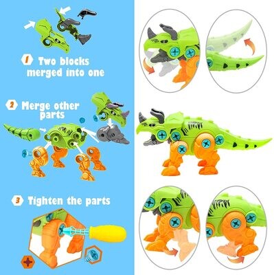 Take Apart Dinosaur Toys for Kids with Storage Box Electric Drill
