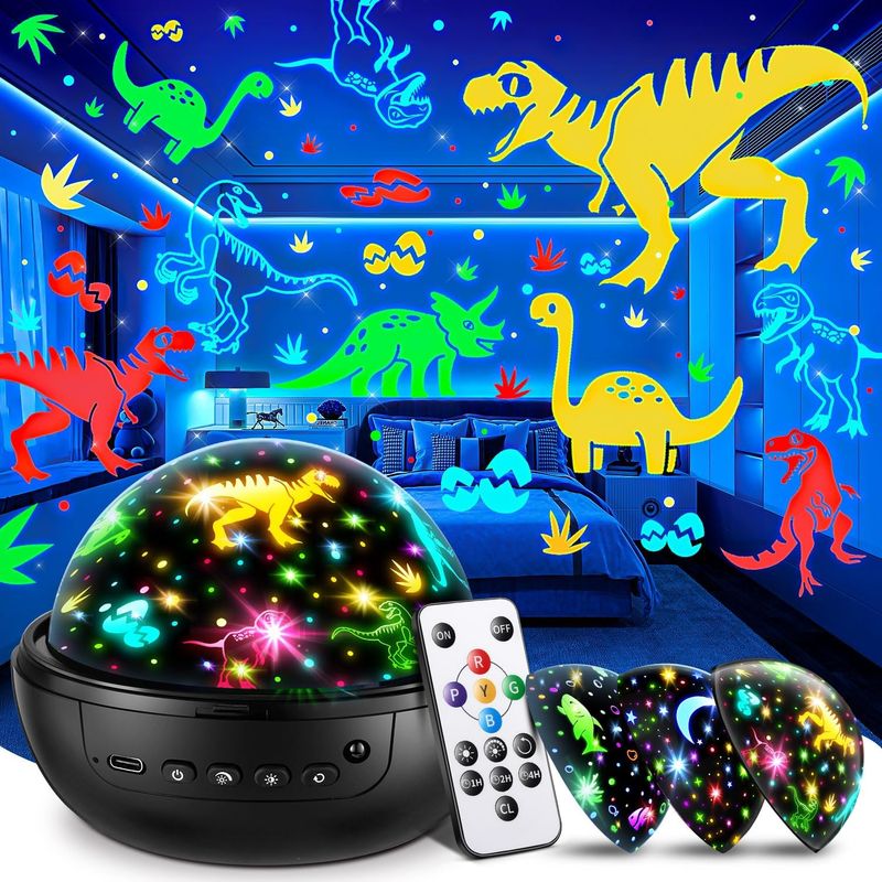 Dinosaur Night Light Projector for Kids 3D HD Star Lamp with Remote Control 31 Colours