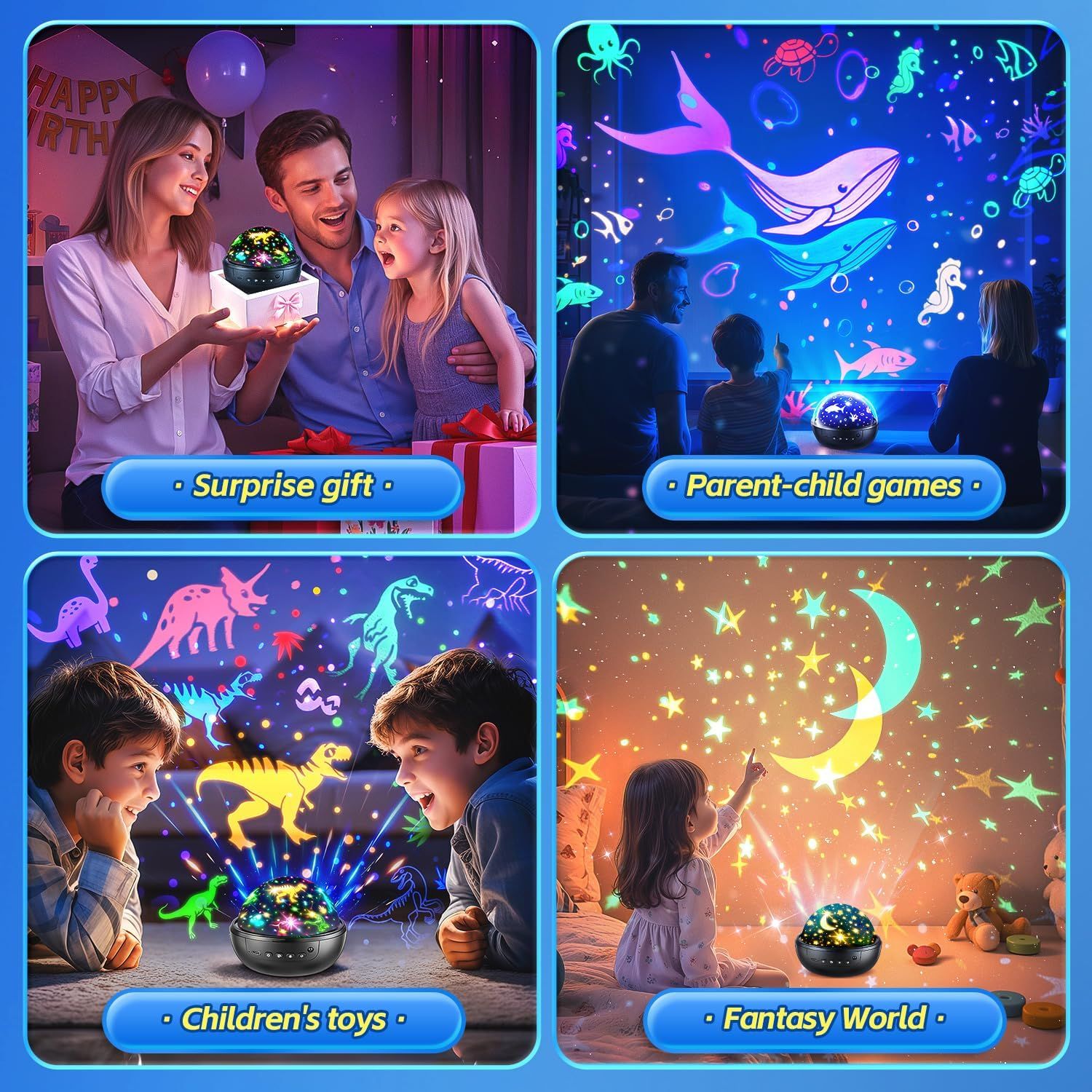 Dinosaur Night Light Projector for Kids 3D HD Star Lamp with Remote Control 31 Colours