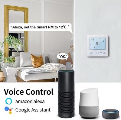 WiFi Smart Thermostat for Boiler and Water Underfloor Heating, 3A Alexa/Google Assistant Compatible – Programmable Thermostat with Tuya/Smart Life APP Control, White