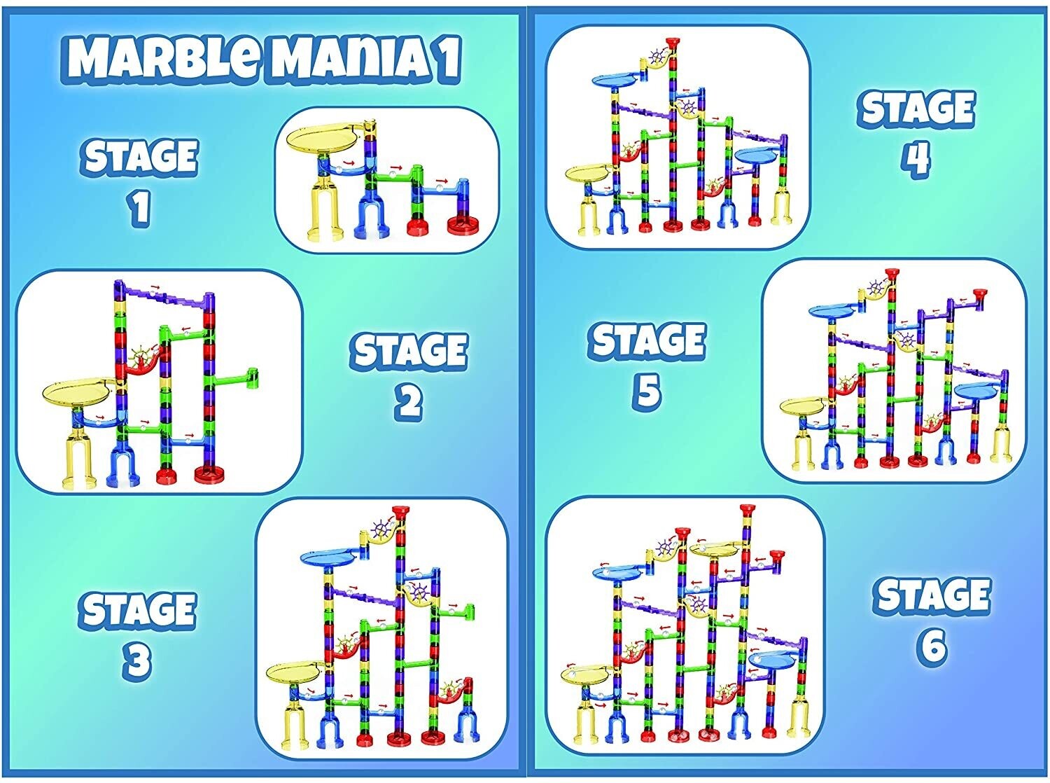 Marble Run 162 Piece Marble Mania Set with Tub