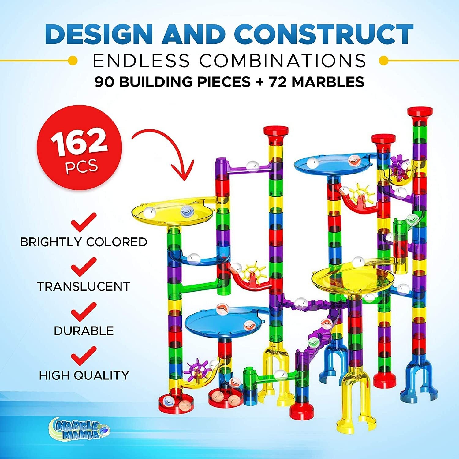 Marble Run 162 Piece Marble Mania Set with Tub