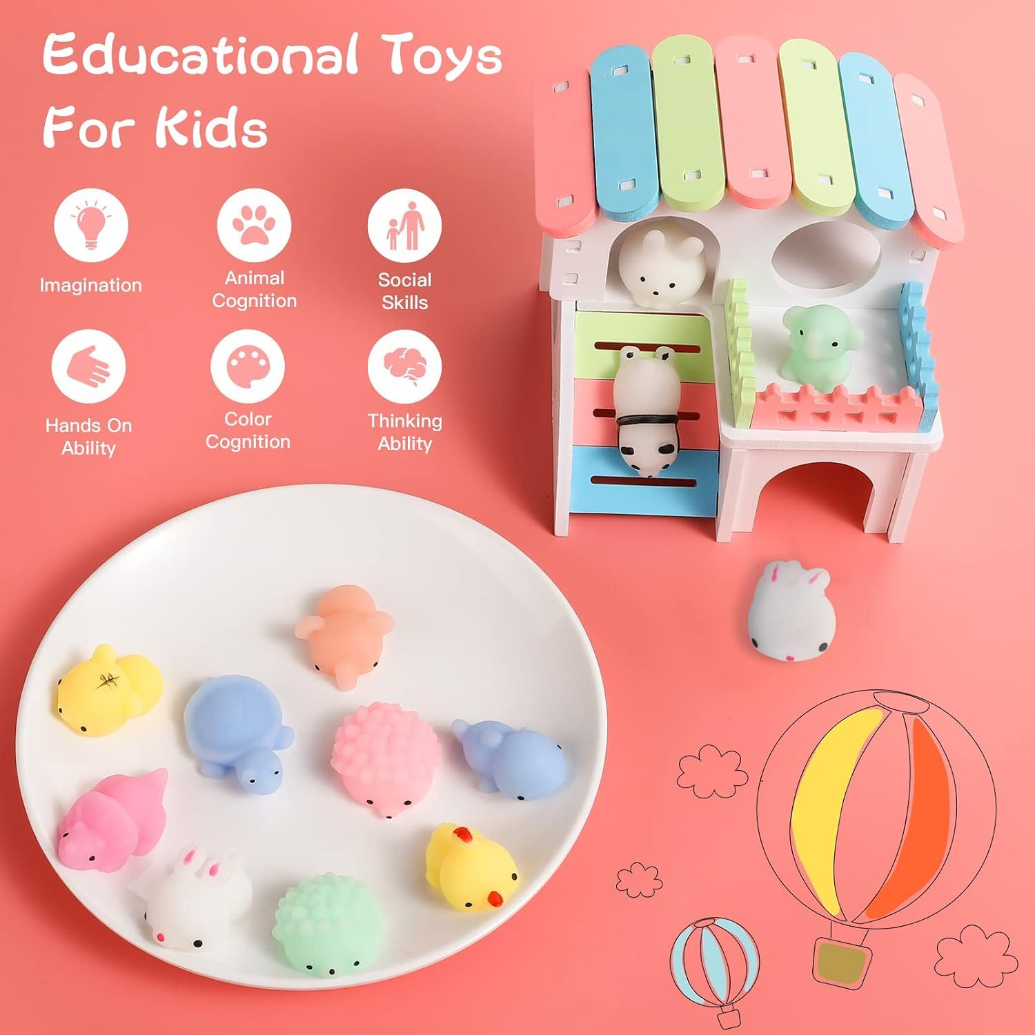 50pcs Mini Mochi Squishy Animal Toys for Kids