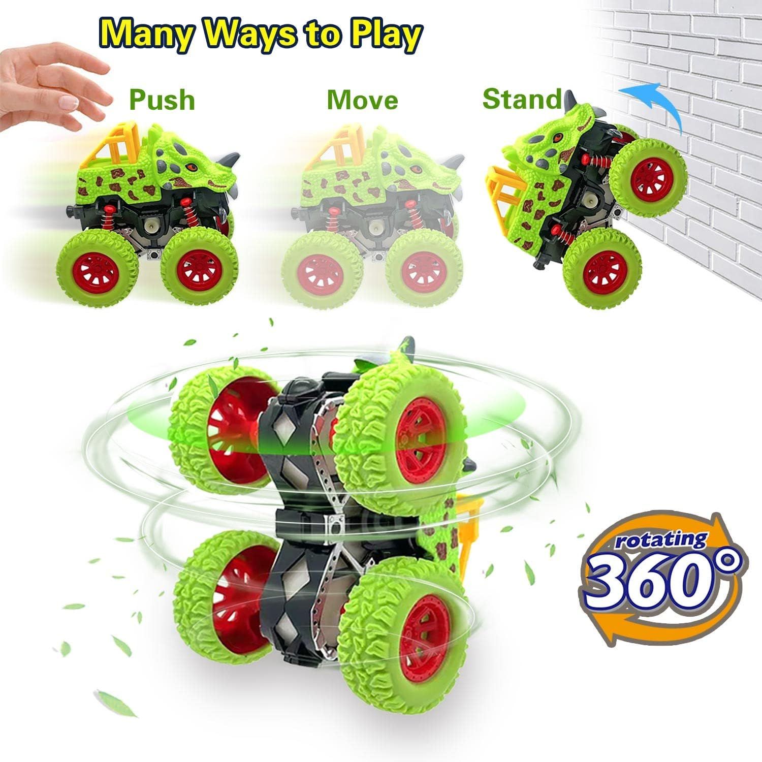 Dinosaur Toys for Boys and Girls Age 2-7+, Rotating Jumping Stunt Car