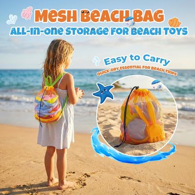 Sand Foldable Beach Toys Set for Kids 18 Months+ – Collapsible Bucket, Molds &amp; Storage Bag