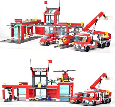 City Fire Station Building Blocks Kit 758PCS