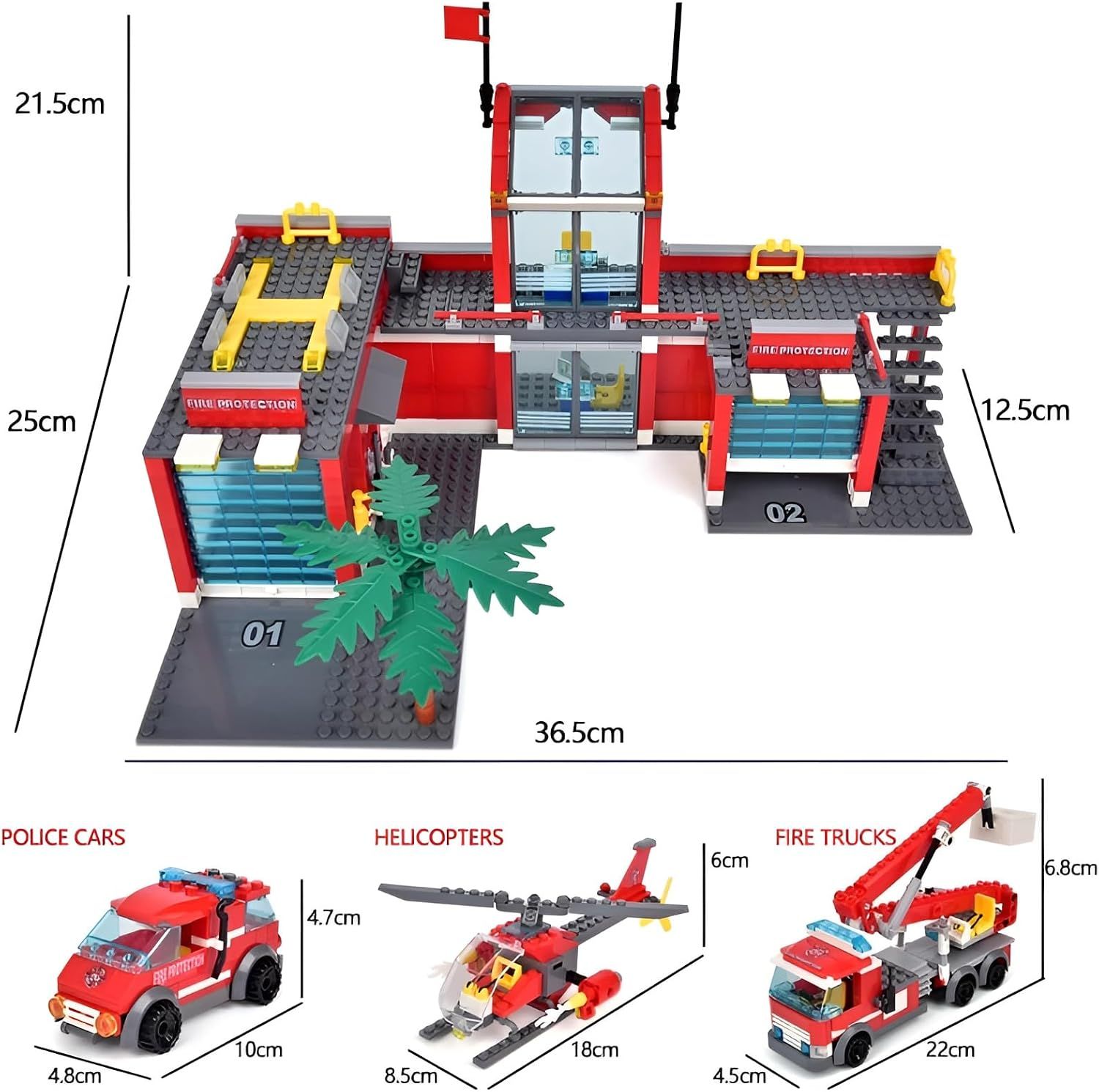 City Fire Station Building Blocks Kit 758PCS