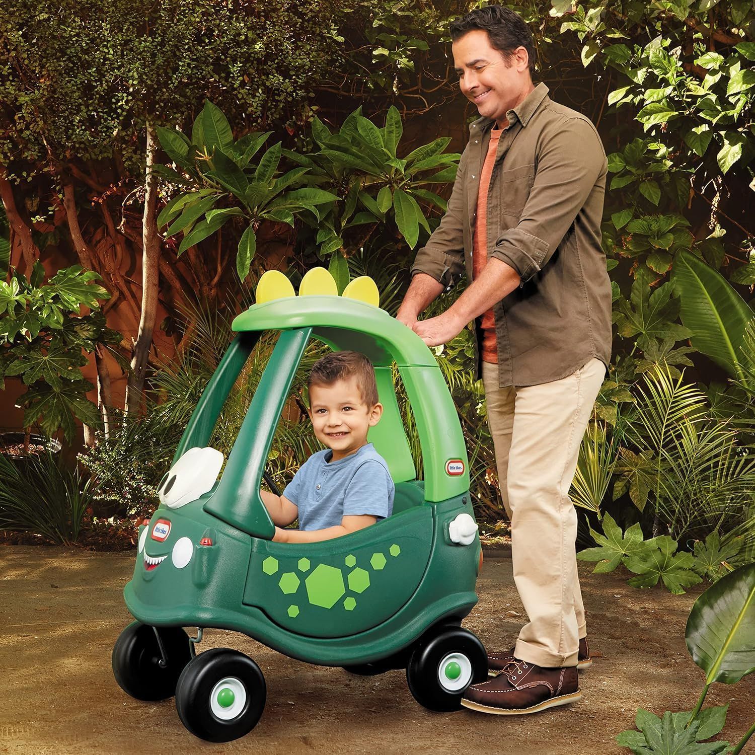 Kids Ride On Car Cozy Coupe Dino Toy with Working Horn Ignition Switch &amp; Fuel Cap