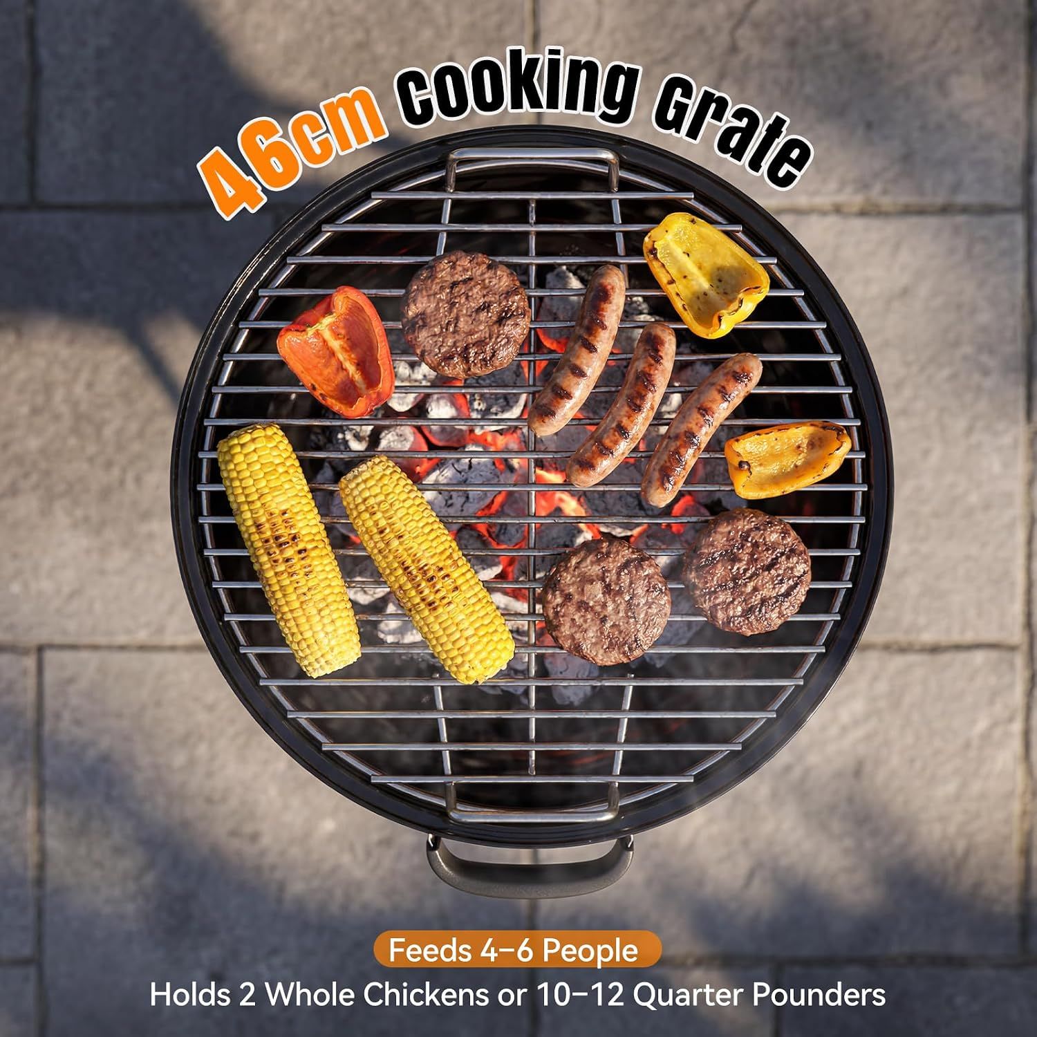 Surprise Sizzle 46 cm Kettle Charcoal BBQ Grill – Black