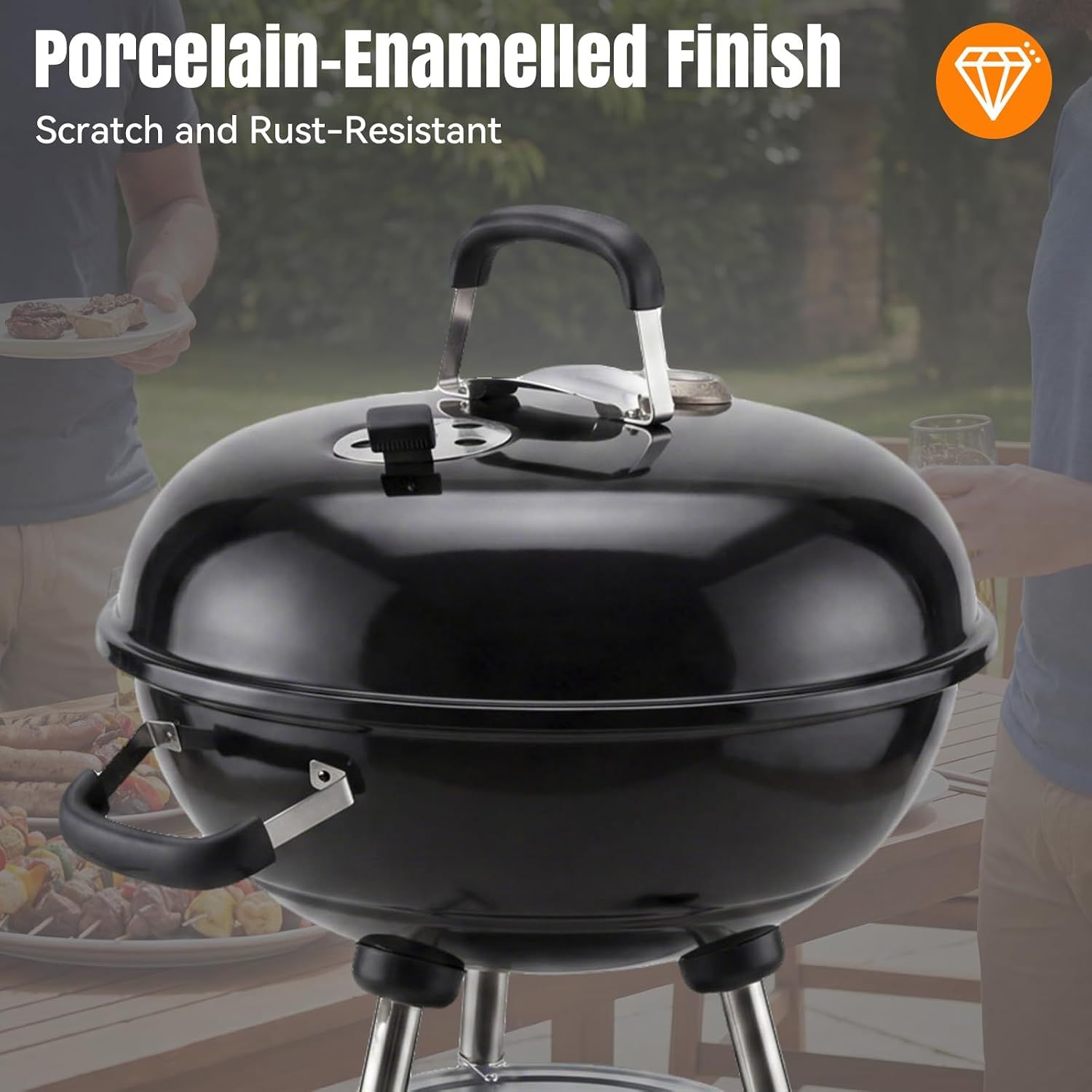 Surprise Sizzle 46 cm Kettle Charcoal BBQ Grill – Black