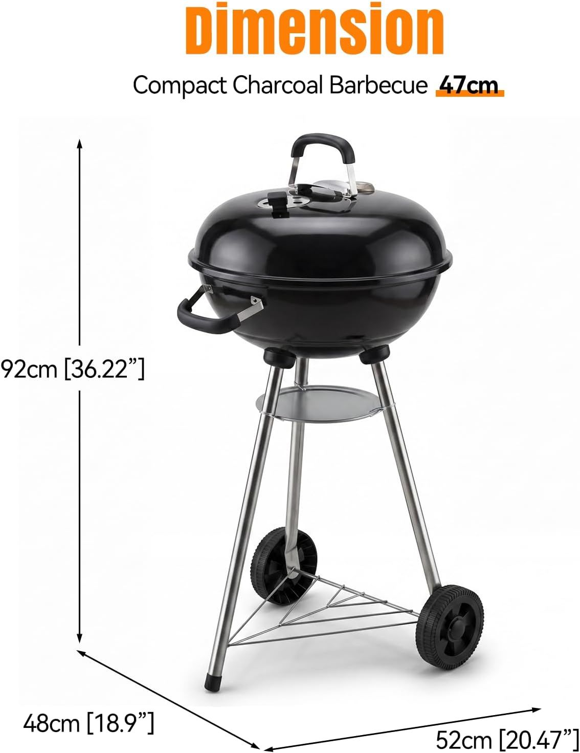 Surprise Sizzle 46 cm Kettle Charcoal BBQ Grill – Black
