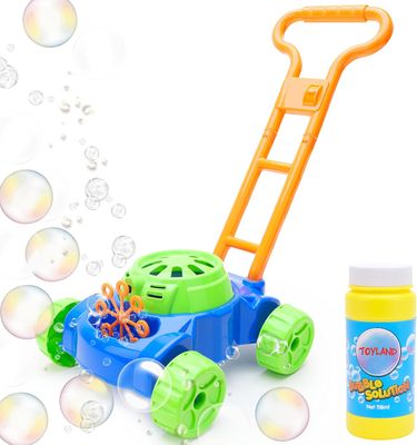 Kids Bubble Lawn Mower Toy Push Along Garden Bubble Machine Outdoor Play