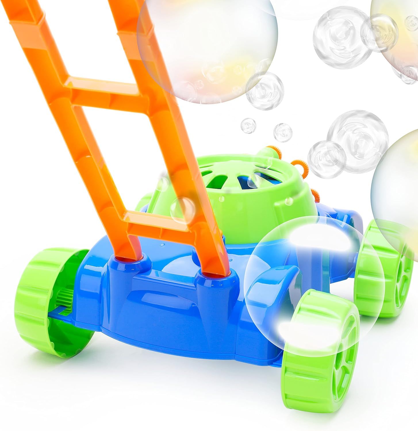 Kids Bubble Lawn Mower Toy Push Along Garden Bubble Machine Outdoor Play