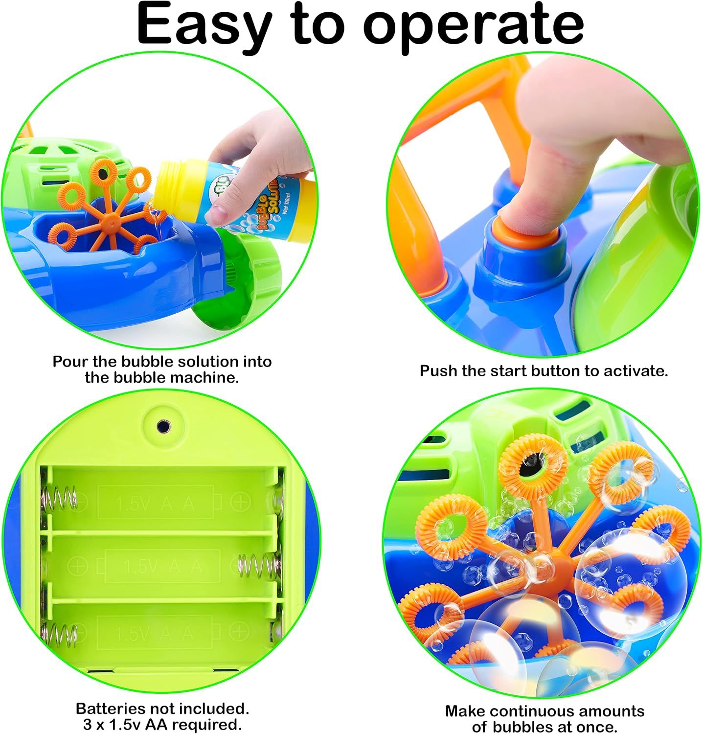 Kids Bubble Lawn Mower Toy Push Along Garden Bubble Machine Outdoor Play