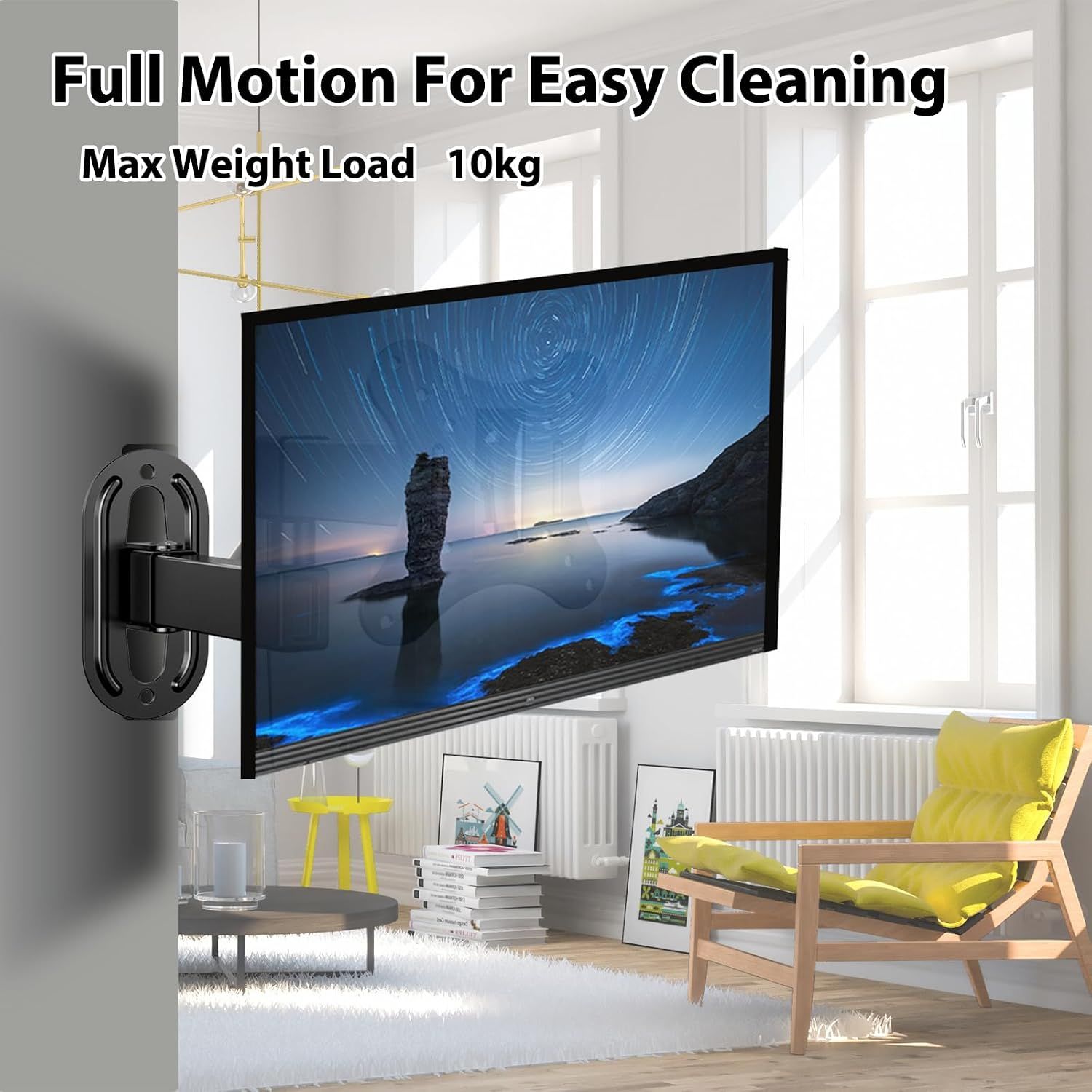 Universal TV Wall Mount – 14–27" TVs, 180° Swivel, 15° Tilt, Up to 10 kg
