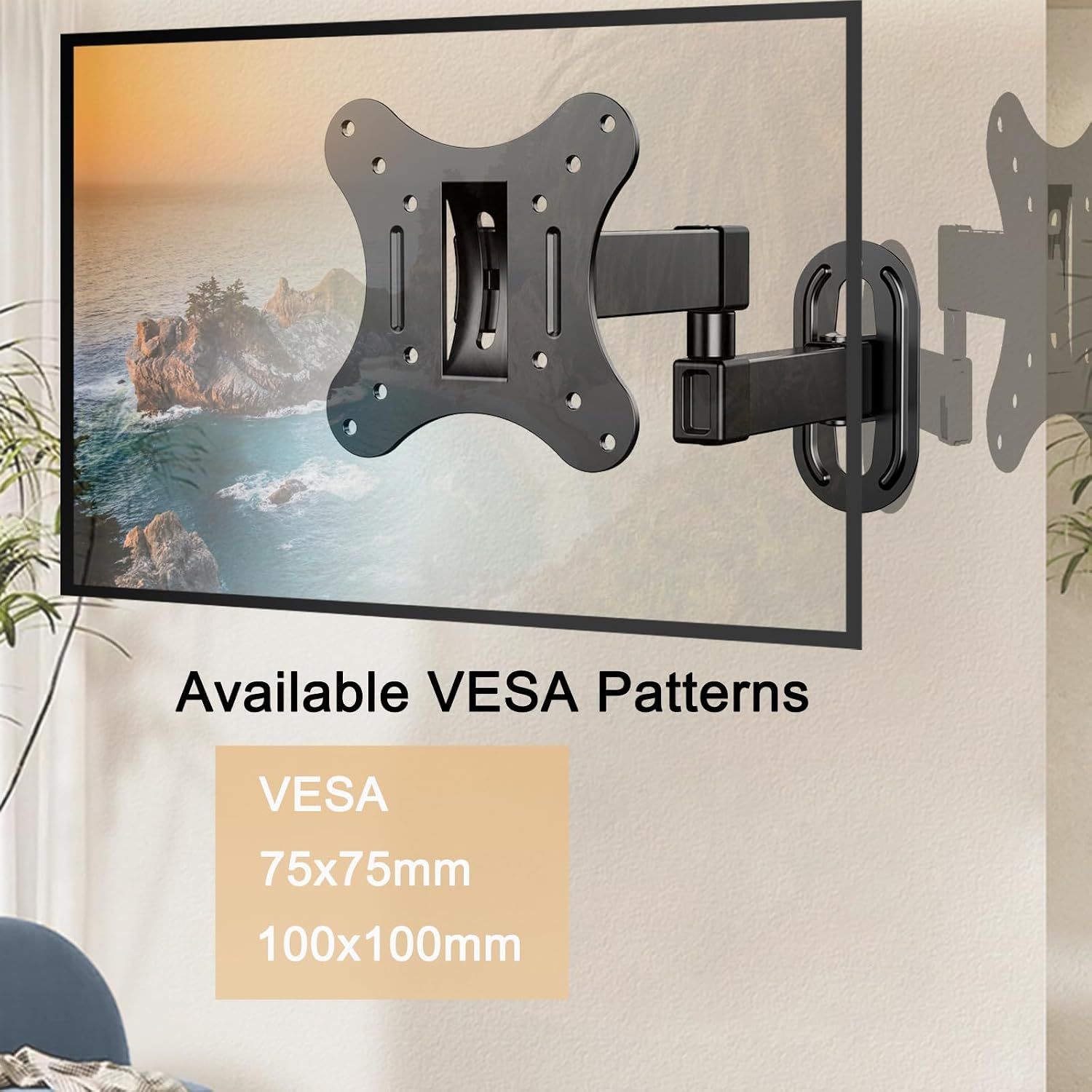 Universal TV Wall Mount – 14–27" TVs, 180° Swivel, 15° Tilt, Up to 10 kg