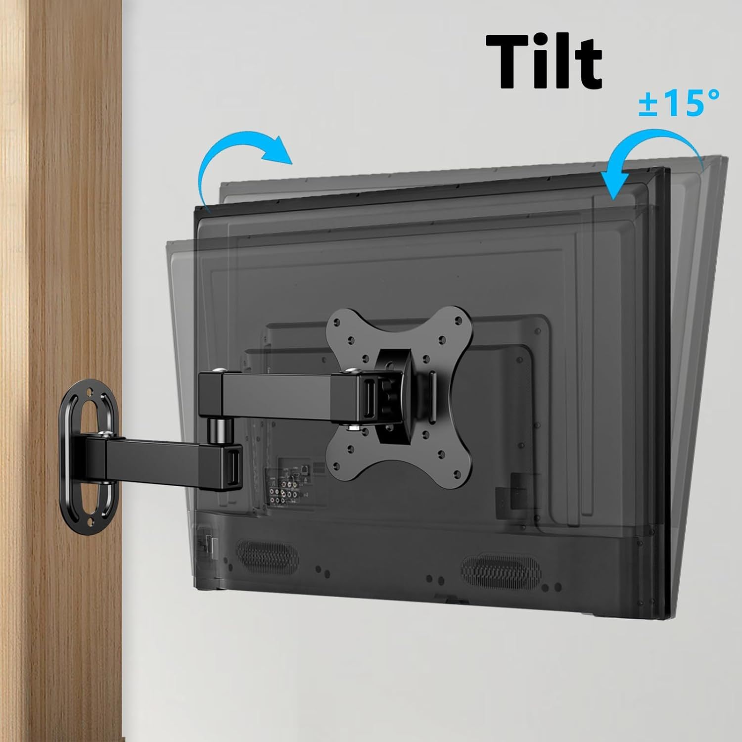 Universal TV Wall Mount – 14–27" TVs, 180° Swivel, 15° Tilt, Up to 10 kg
