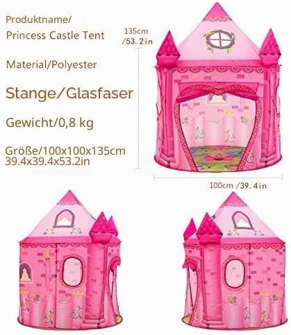 Princess Kids Play Tent – Pink Fairy Tale Castle Tent