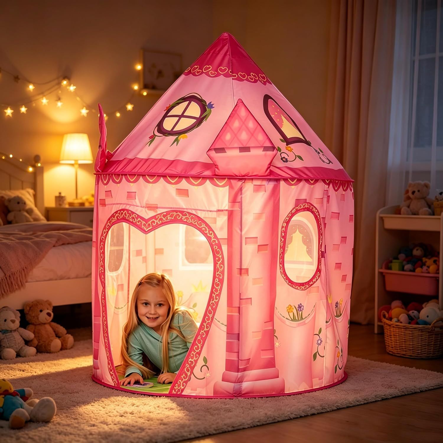Princess Kids Play Tent – Pink Fairy Tale Castle Tent