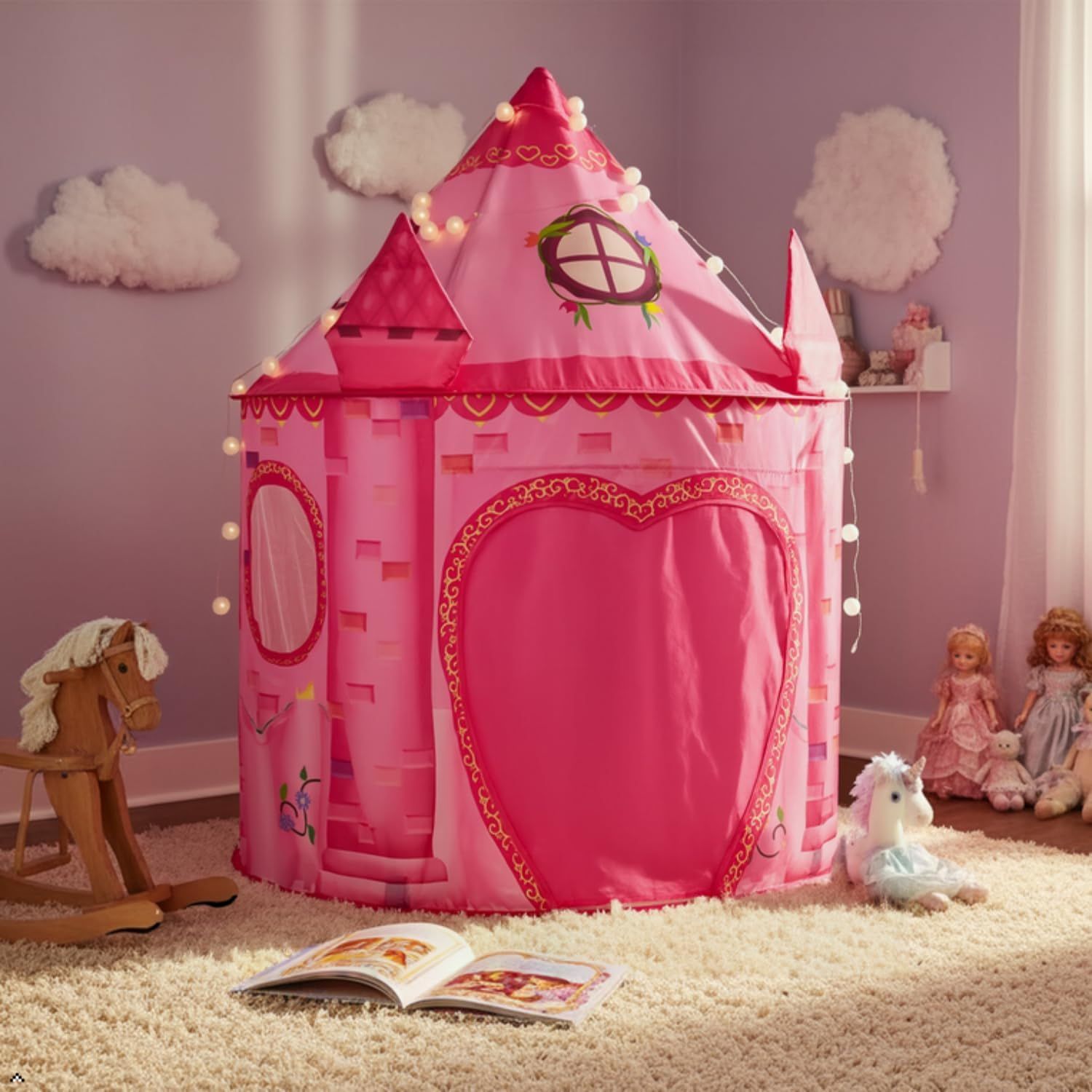 Princess Kids Play Tent – Pink Fairy Tale Castle Tent