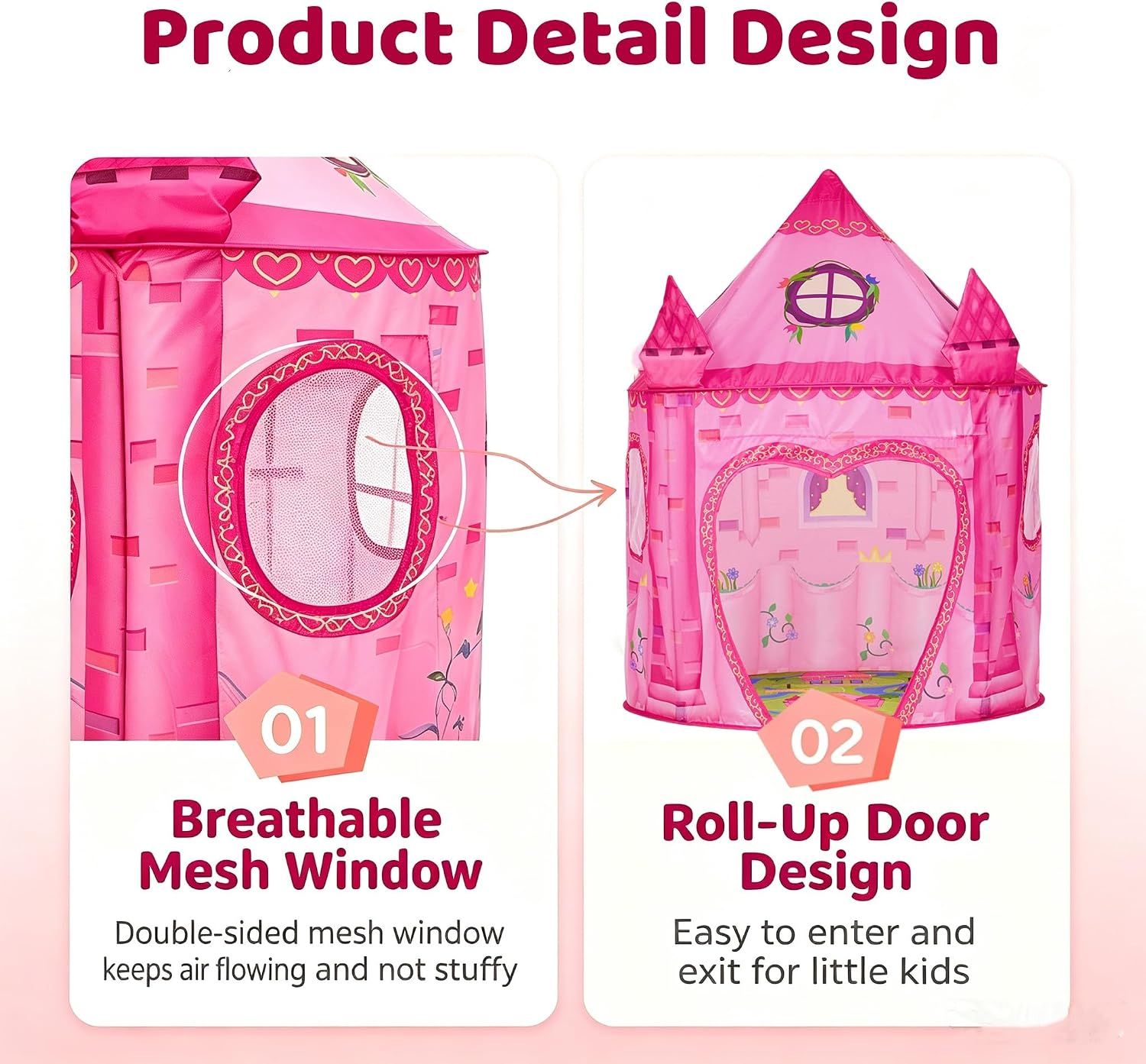 Princess Kids Play Tent – Pink Fairy Tale Castle Tent