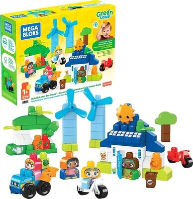 Green Town Build &amp; Learn Eco House Playset with 89 Educational Building Blocks for Kids