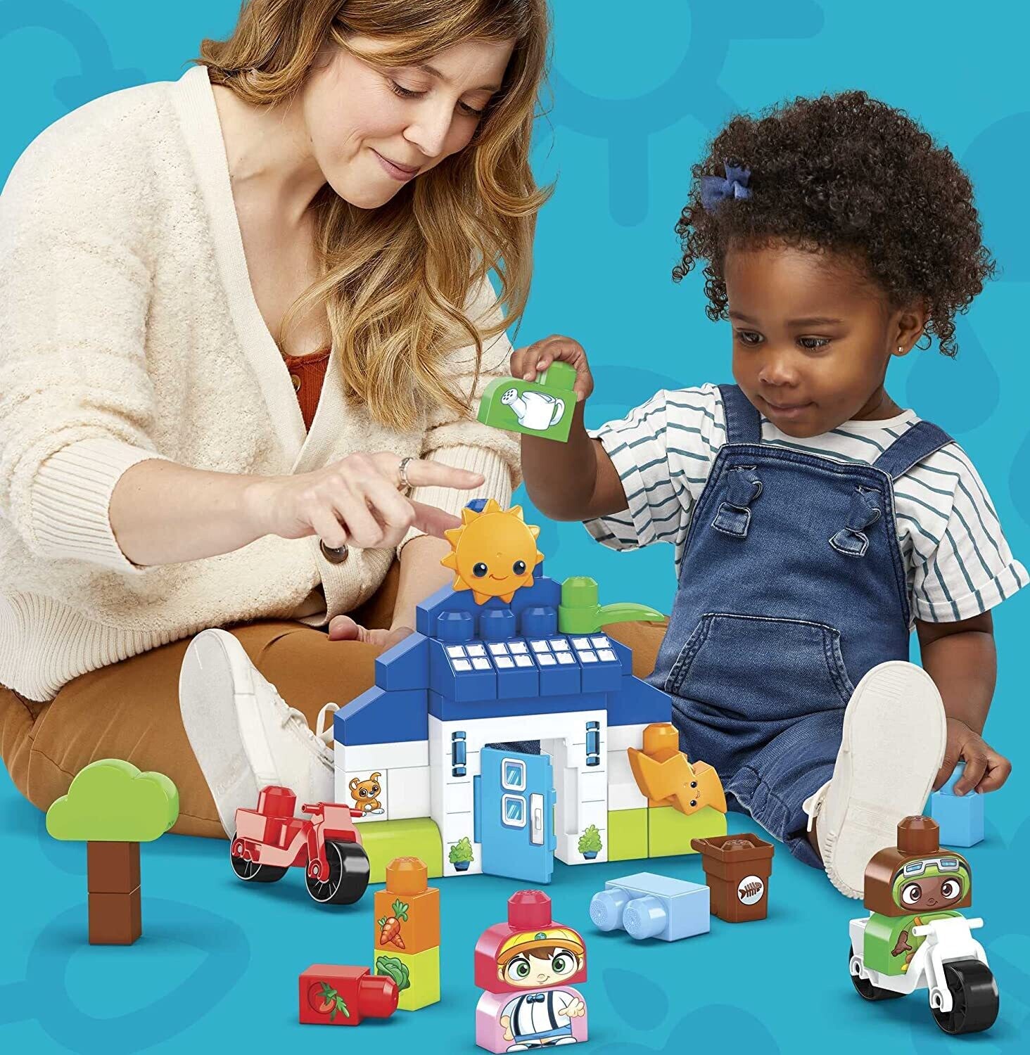 Green Town Build &amp; Learn Eco House Playset with 89 Educational Building Blocks for Kids
