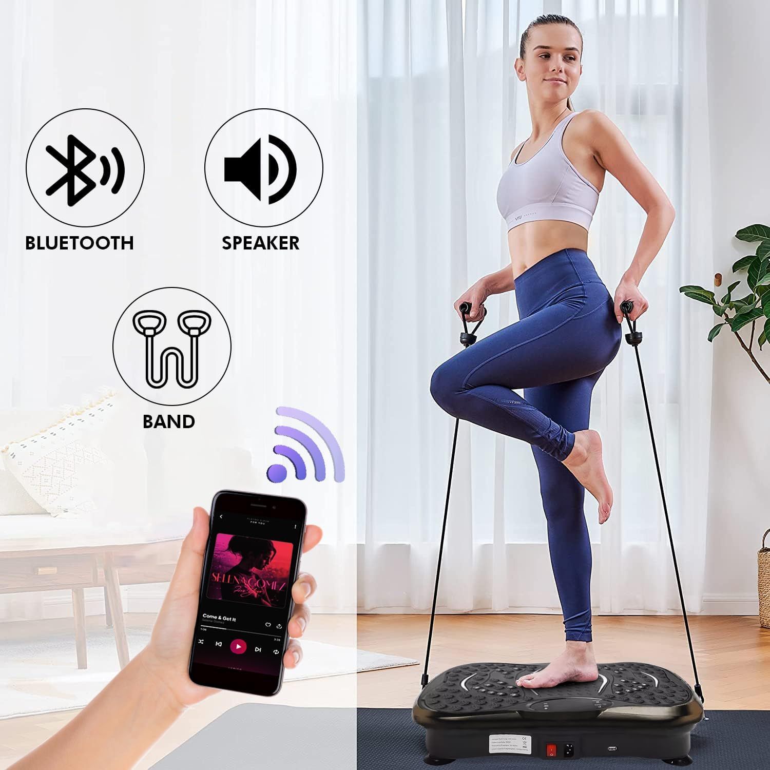 Whole Body Vibration Plate Trainer with Resistance Bands